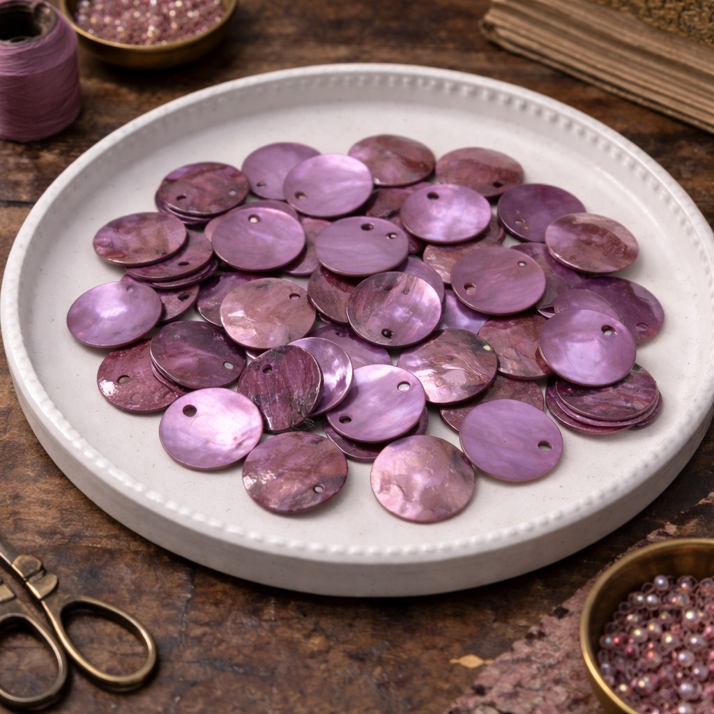 20 rosa Muschel Perlmutt Anhänger 12 mm x 1 mm