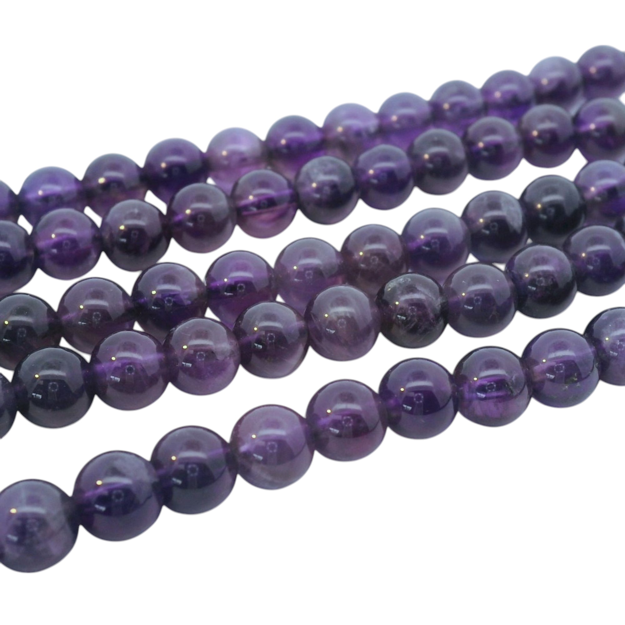Amethyst Perlenstrang 6 - 6,5 mm rund (ca. 61 Perlen / ca. 39 cm Länge)