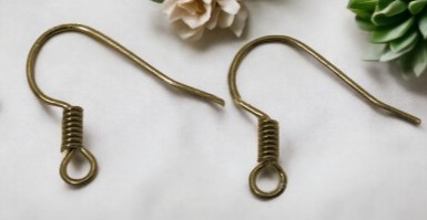 10 Messing Ohrhaken antik bronzefarben 16 mm