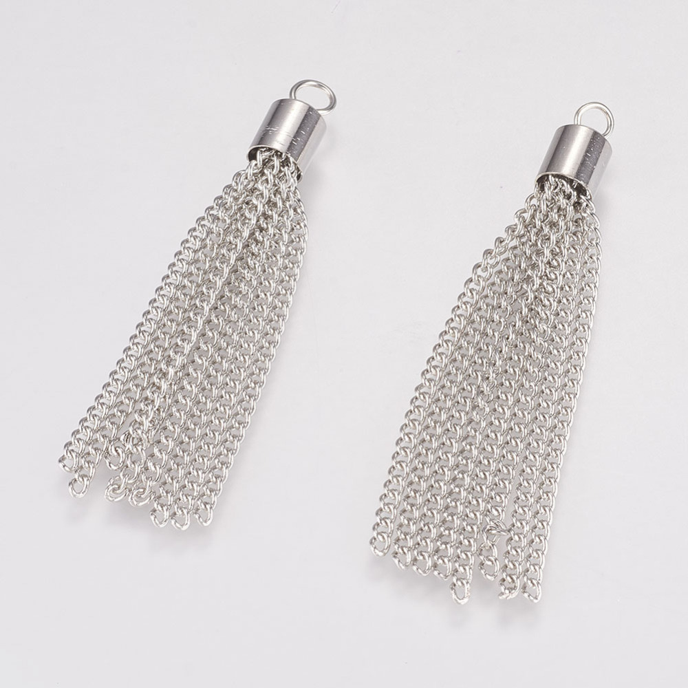 Quasten Anhänger aus Eisen platinfarben 53,5 x 6 mm