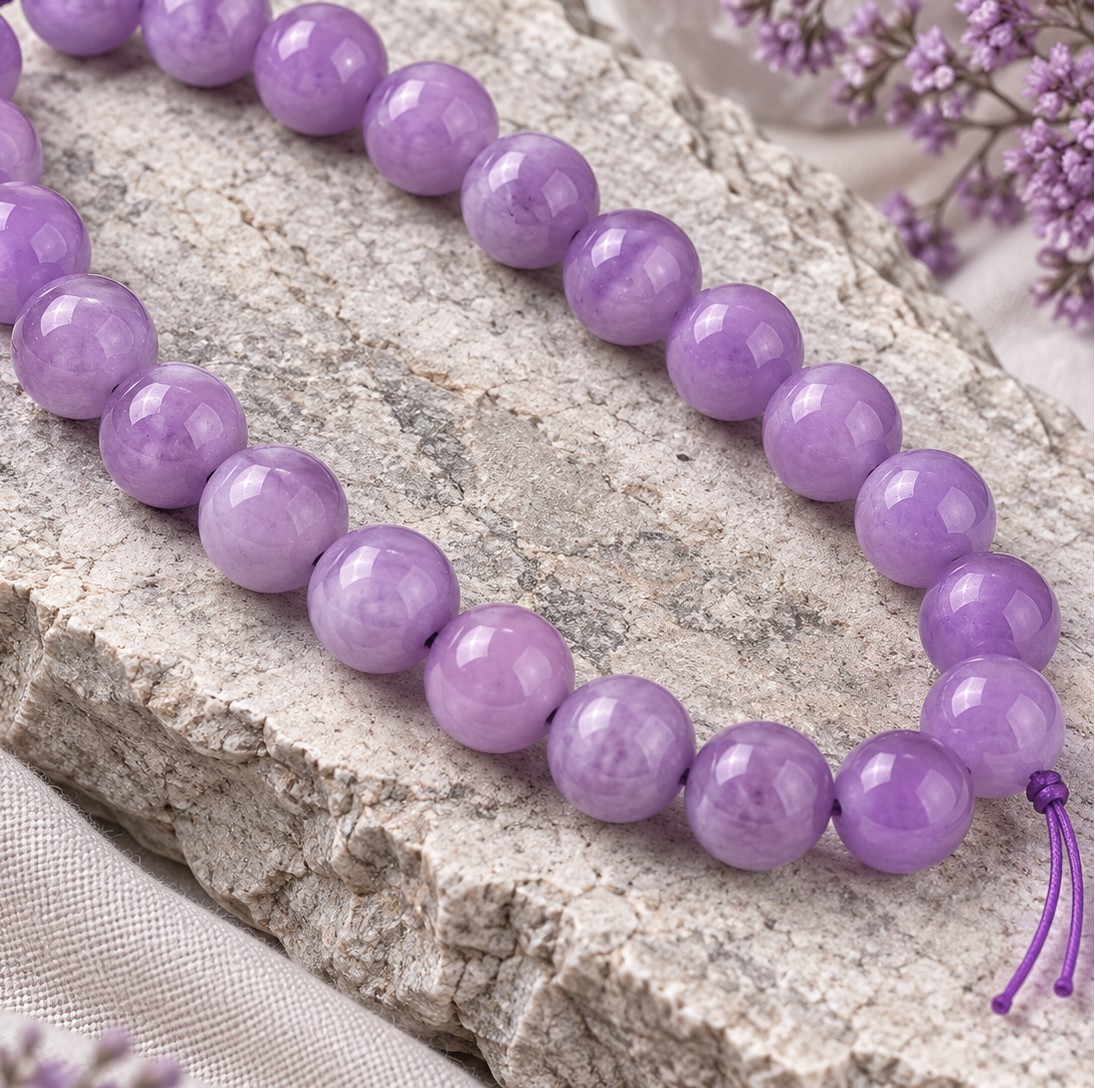 Kurzer Jade Perlenstrang 8 - 8,4 mm lavendel gefärbt (ca. 23 Perlen / ca. 18,5 cm)  Kopie