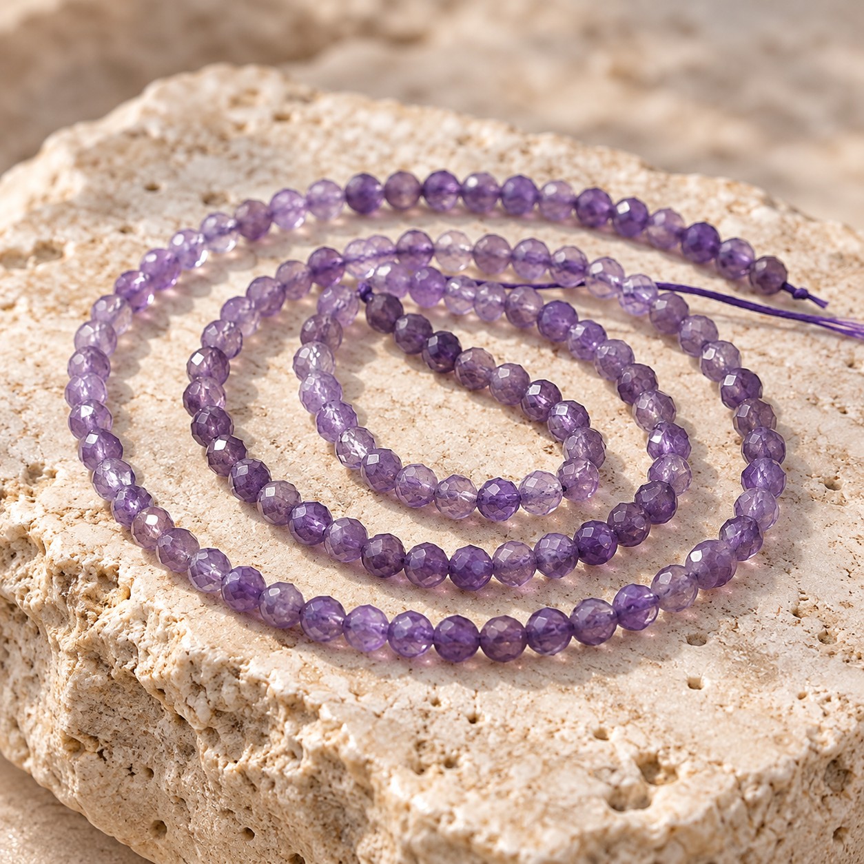 Amethyst Perlenstrang 3 - 3,5 mm facettierte Perlen (ca. 110 Perlen / ca. 39 cm Länge)