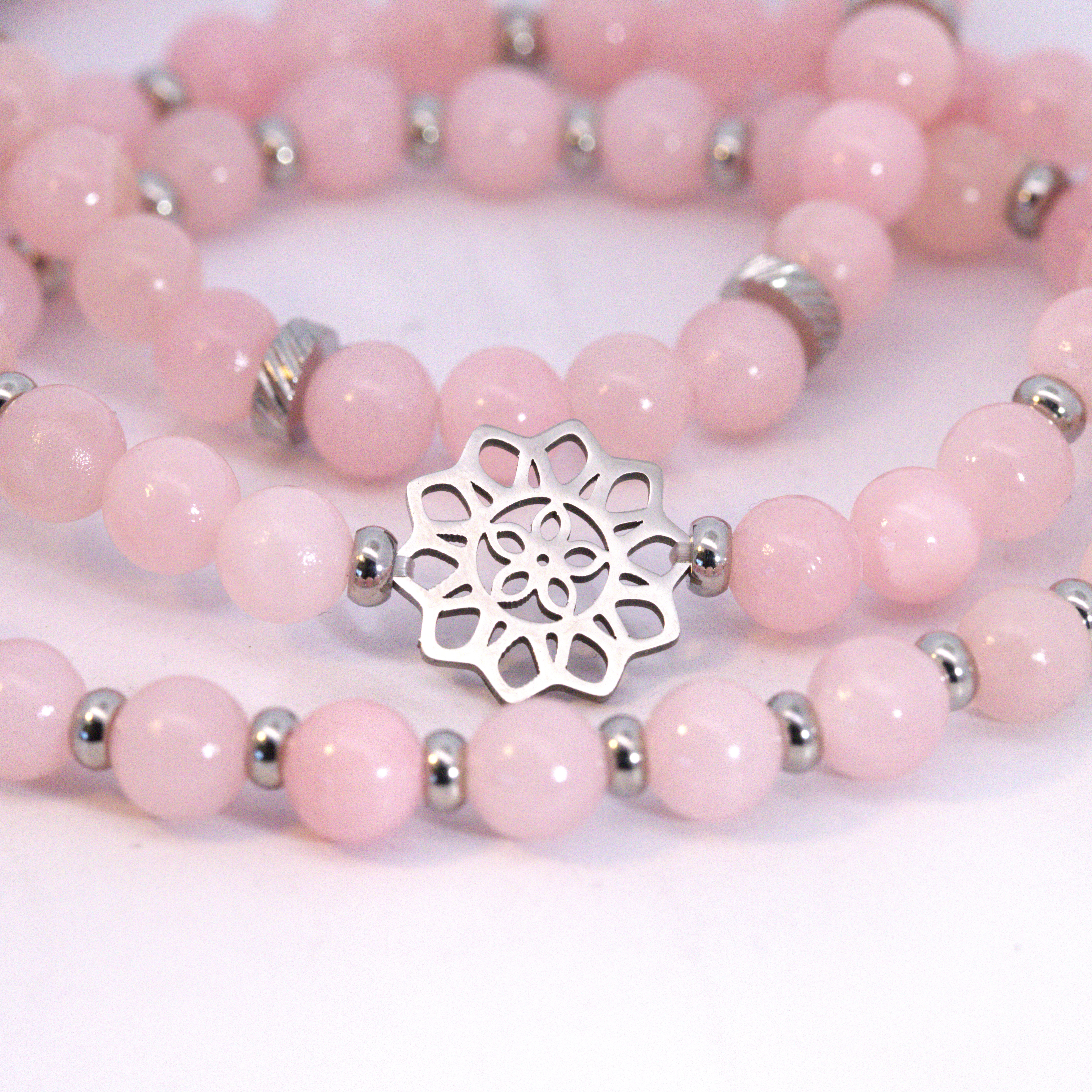 Bastelset Rosenquarz Armbänder 6 mm mit elastischem Band