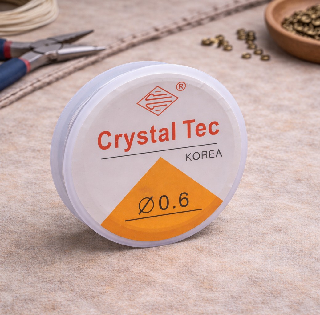 Elastische runde Kristallschnur 0,6 mm ca. 12 Meter Länge