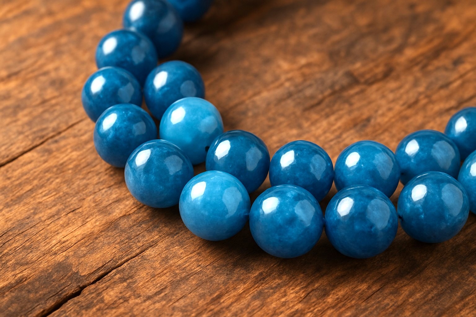 Kurzer Jade Perlenstrang 8 - 8,4 mm blau gefärbt (ca. 23 Perlen / ca. 18,5 cm)