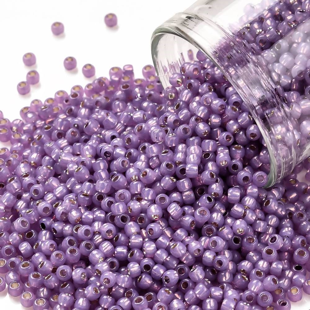 TOHO Perlen Rocailles 2,2 mm 11/0 silver lined Milky Amethyst (ca. 1100 Stück / ca. 10 Gramm)