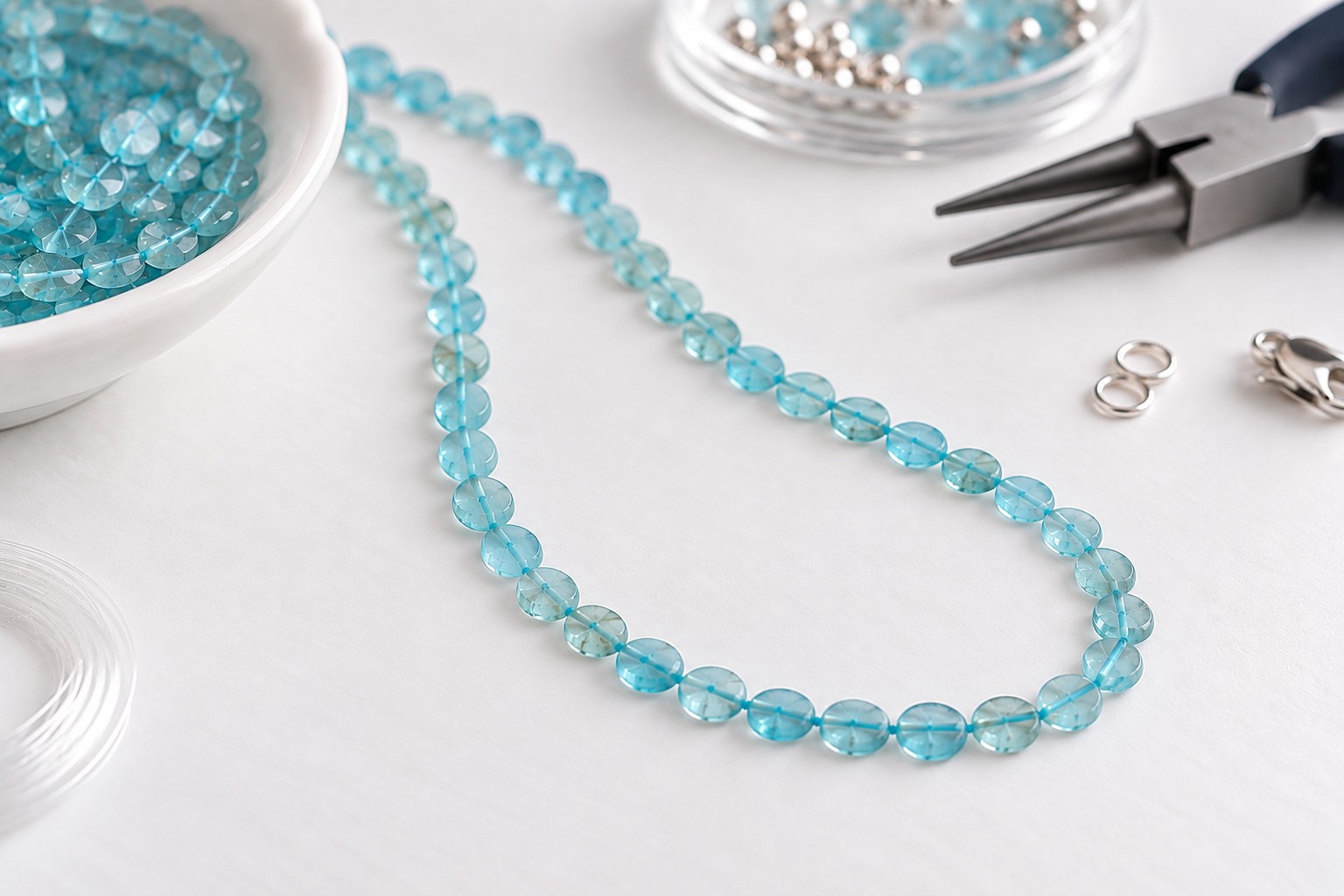 Topaz Perlenstrang unregelmäßige 5 x 2 mm flache runde Perlen (ca. 34 cm Länge)