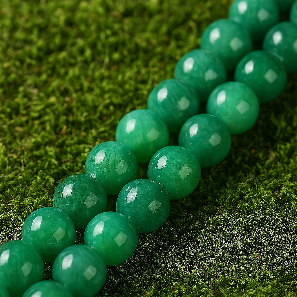 Grüner Jadeperlenstrang 8,5 mm gefärbt (ca. 46 Perlen)