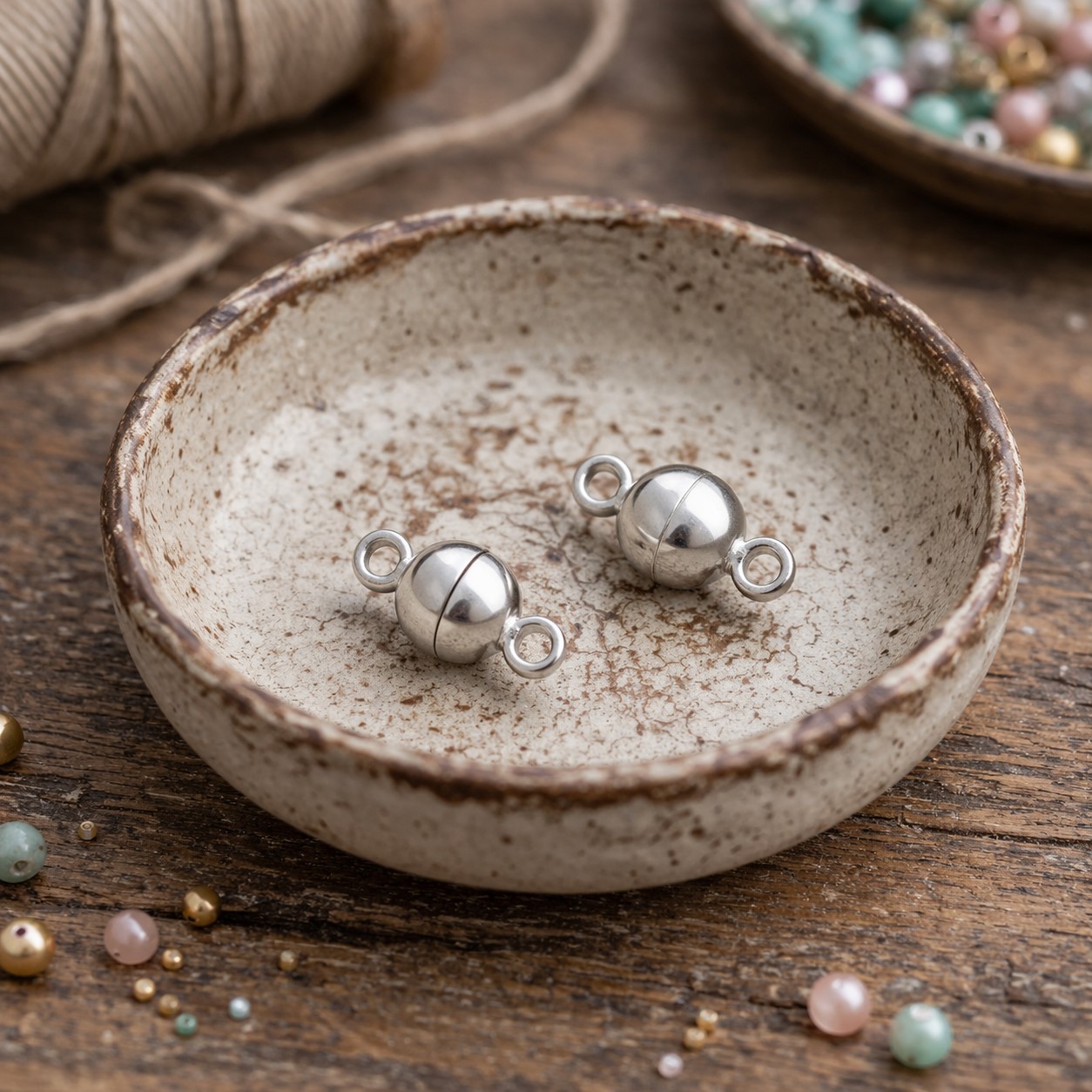 2 hochwertige platinfarbene Magnetverschlüsse 11,5 x 6 mm - sicher und elegant für Schmuckdesign