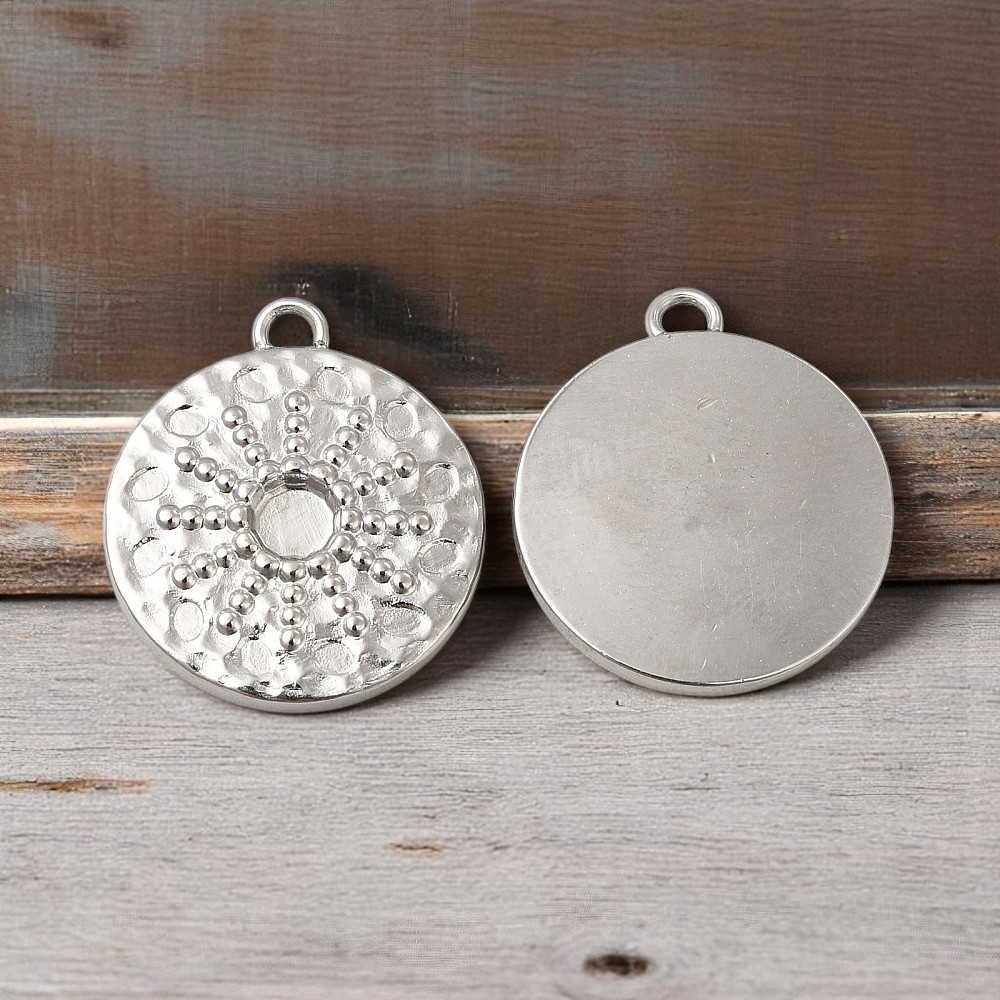 Edelstahl Cabochon Anhänger Sonne 18,5 x 16 x 2 mm mit 12 passenden Glascabochons