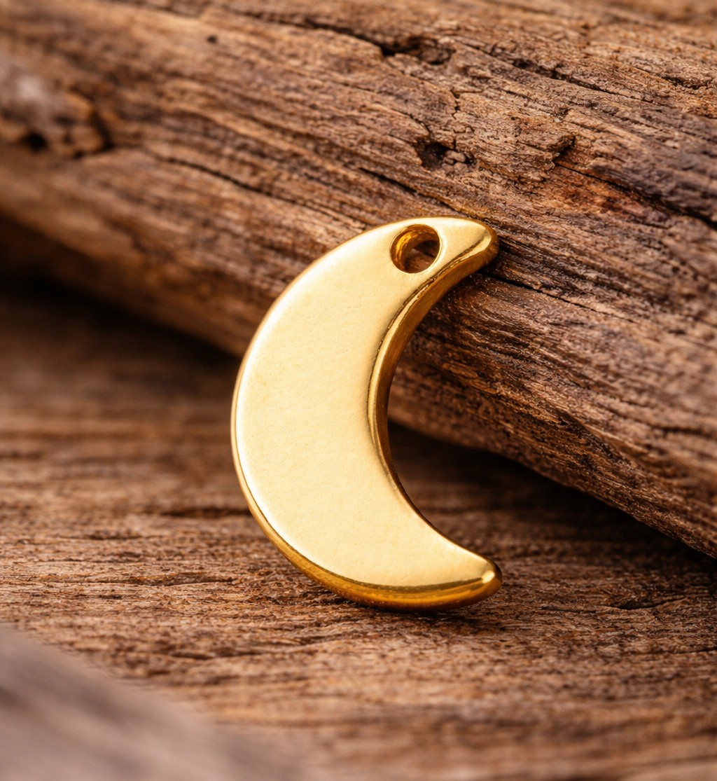Edelstahl Mond Anhänger goldfarben 10 x 7 x 1 mm - filigraner Charm für Schmuck DIY
