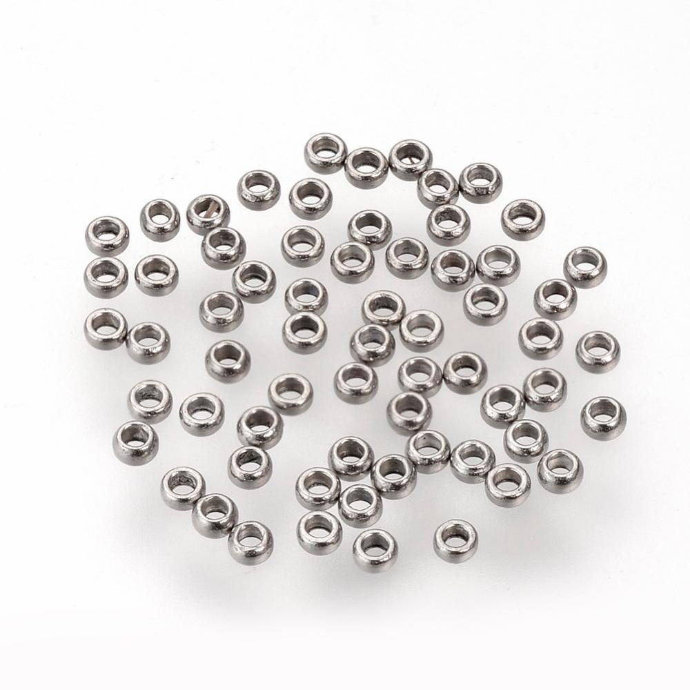 20 Edelstahl Quetschperlen 1,5 x 0,8 mm