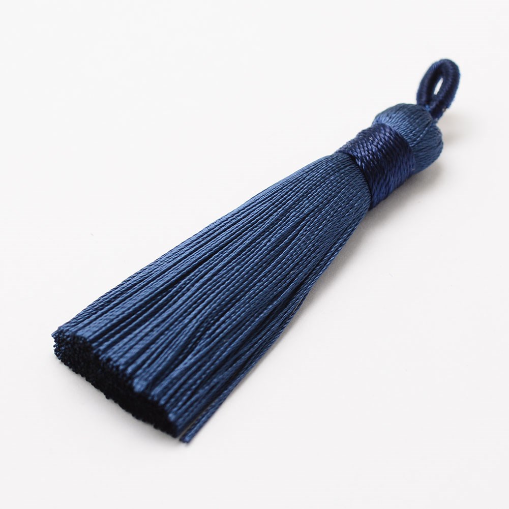 Hochwertige Polyester Quaste blau 60-67 x 8 mm mit Schlaufe