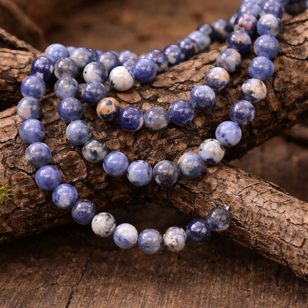 Sodalith Edelstein Perlenstrang 8,5 - 8,7 mm rund glatt glänzend (ca. 45 Perlen / ca. 37,5