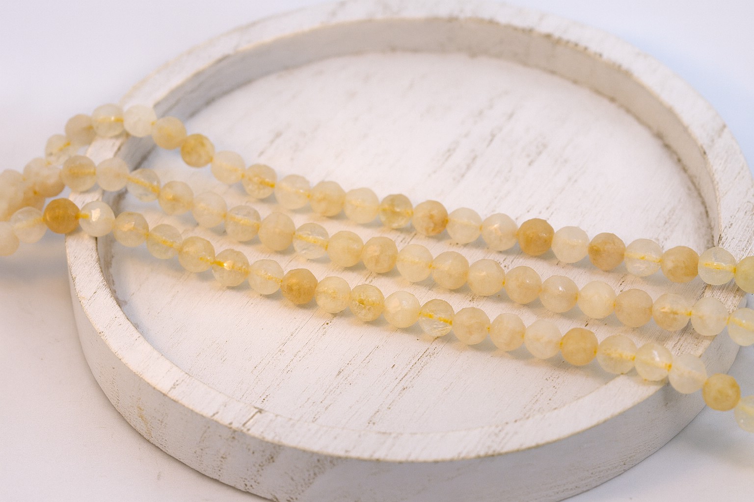 Facettierter Citrin Perlenstrang 4,2 mm (ca. 38 cm Länge)