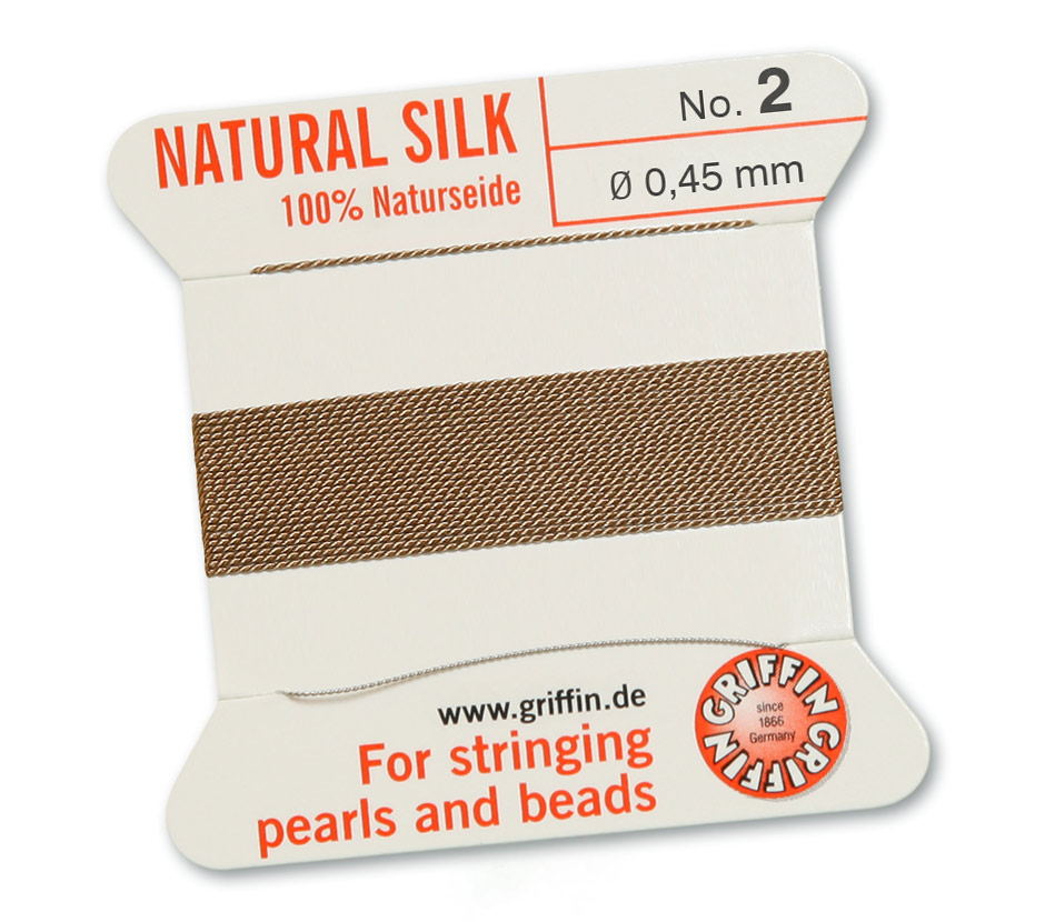 Griffin Perlseide 100 % Naturseide 2 m 1 Nadel No 2 beige