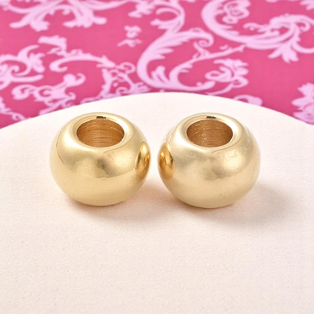 20 Edelstahl Perlen 4 x 3 mm 18k vergoldet Zwischenperlen Spacer Abstandsperlen
