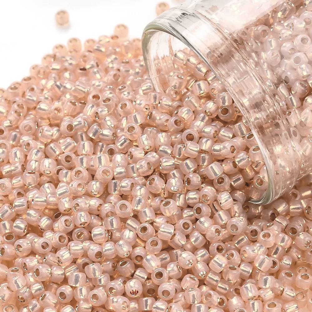 TOHO Perlen Rocailles 2,2 mm 11/0 silver lined Milky Peach (ca. 1100 Stück / ca. 10 Gramm)