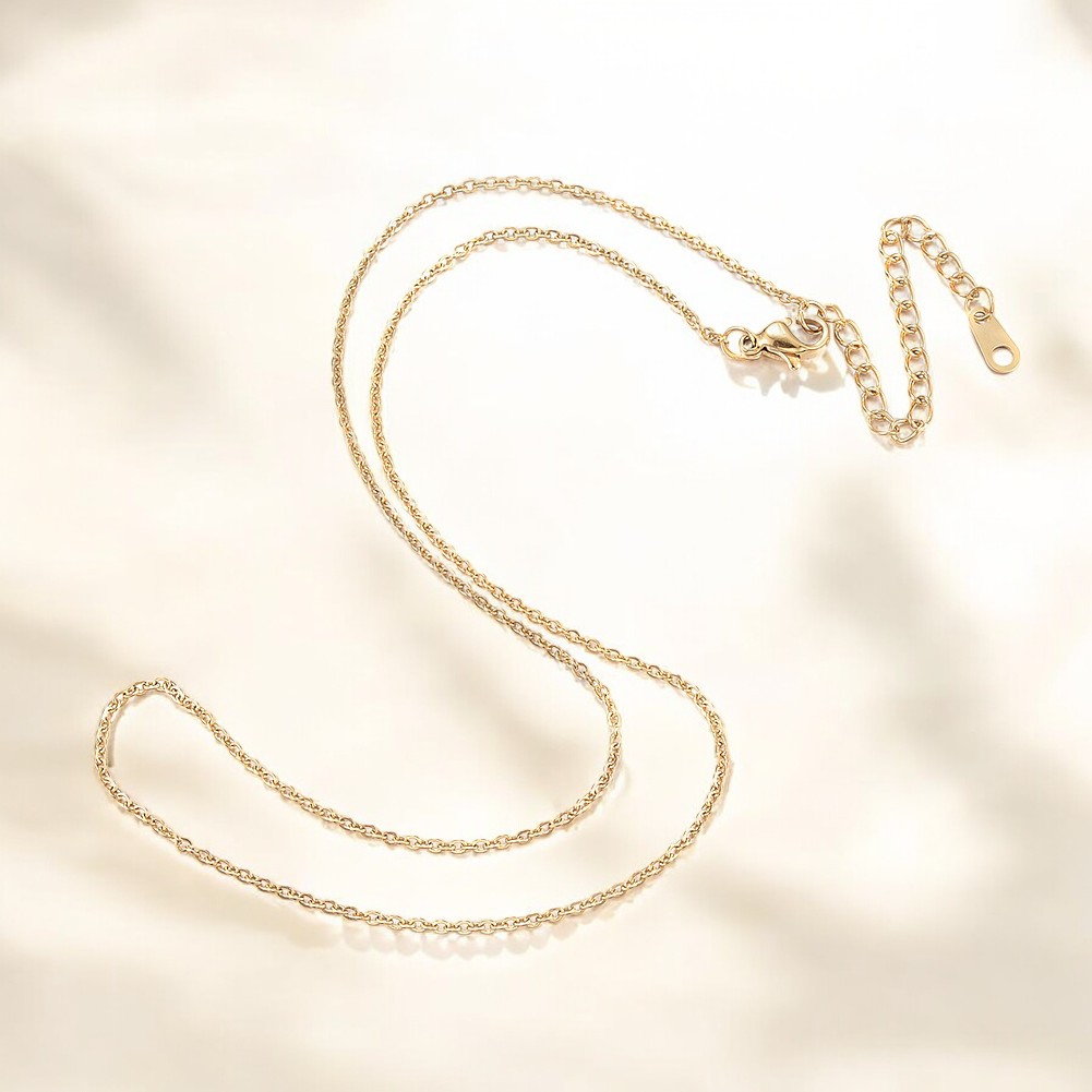 Edelstahl Halskette Gliederkette mit Karabinerverschluß goldfarben 44 cm Länge plus 6 cm Kettenverlä