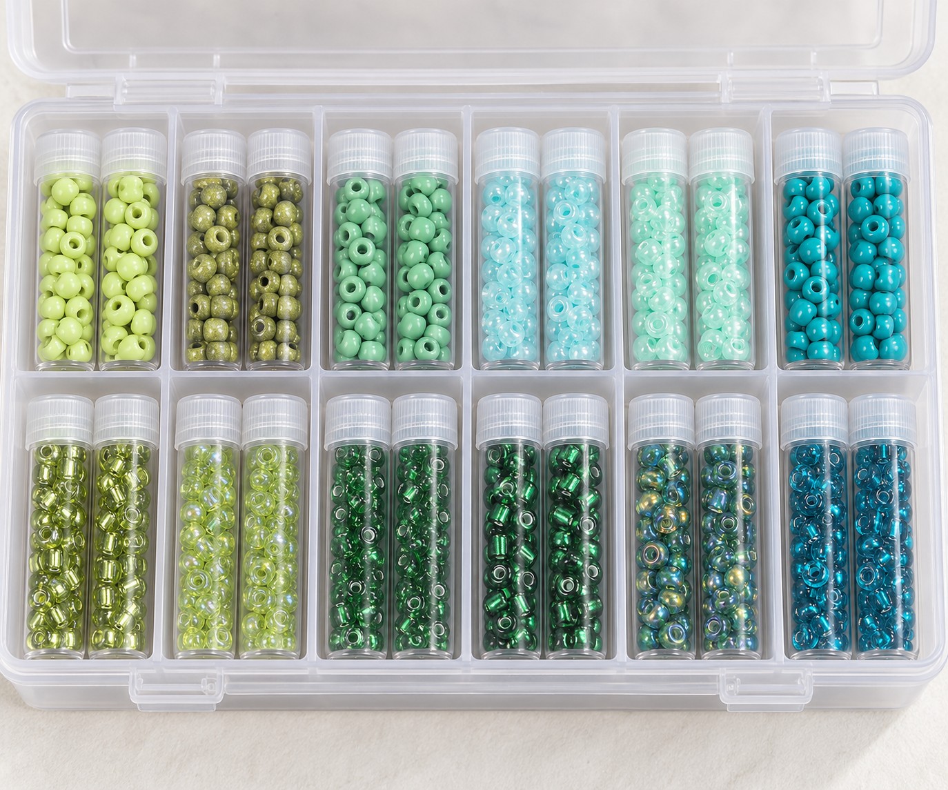 DIY Armband Bastelset - 12 Farben Glas Rocailles & elastisches Band