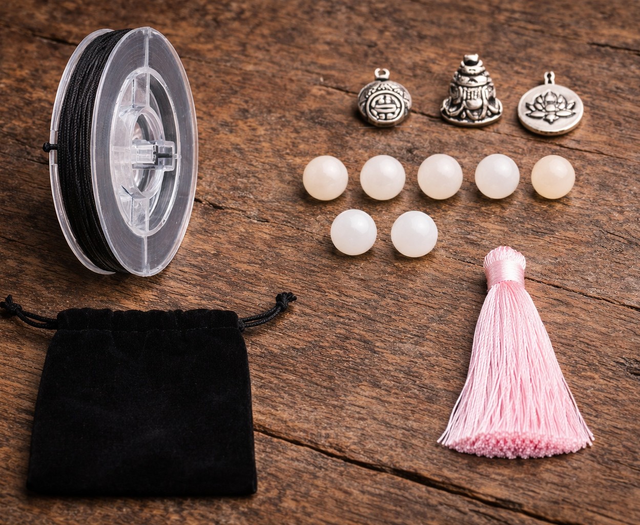 DIY Bastelset lange Aventurin Kette mit Quaste und Aventurin Armband