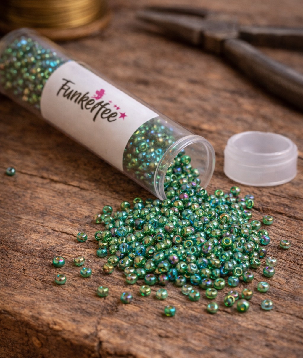 Glasperlen Rocailles 3 mm in glänzenden Grün-, Blau- und Lilatönen bunter Farbmix