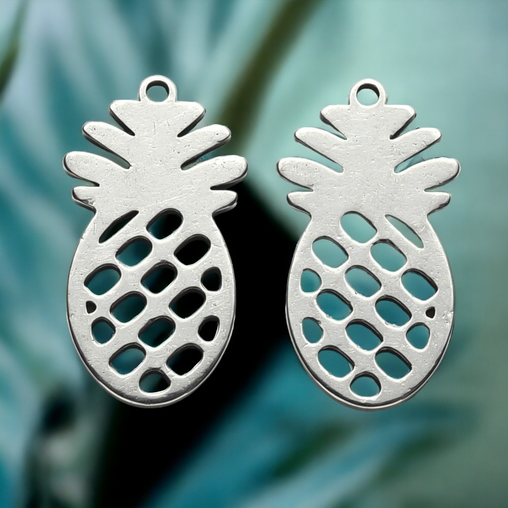 Edelstahl Charm Anhänger Ananas 18 x 10 x 1 mm