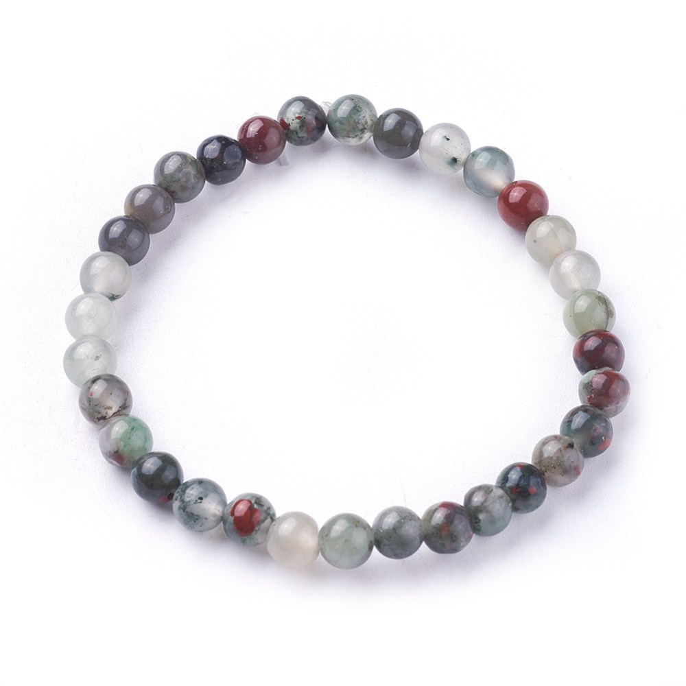 Natürliches afrikanisches Steinperlen Armband rund dehnbar 4,9 - 5,3 cm Perlendurchmesser 6-7 mm