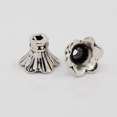 10 Perlen Kappen aus Metall Blume Blütenblatt Elfenhut antik silberfarben 11,5 x 9 mm