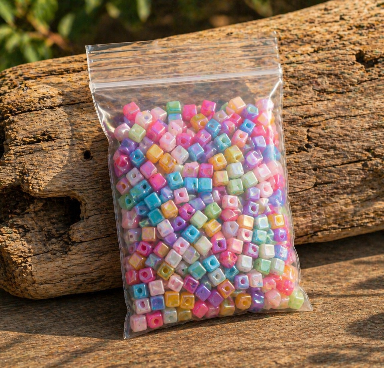 30 Gramm bunte Würfelperlen - Pastell Acrylperlen Perlenmischung Farbmix für kreative DIY-Schmuckprojekte