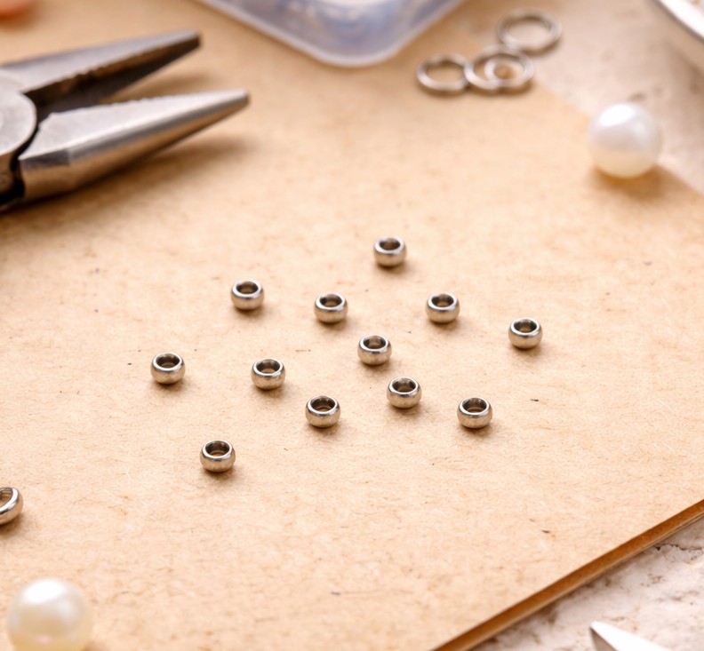 20 Edelstahl Quetschperlen 2 x 1 mm