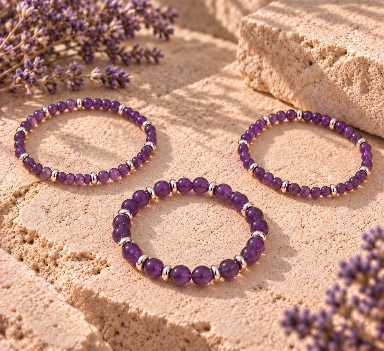 SEELENRUHE - DIY Armband Bastelset mit Amethyst Edelsteinperlen