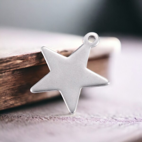 3 Edelstahl Charm Anhänger Stern