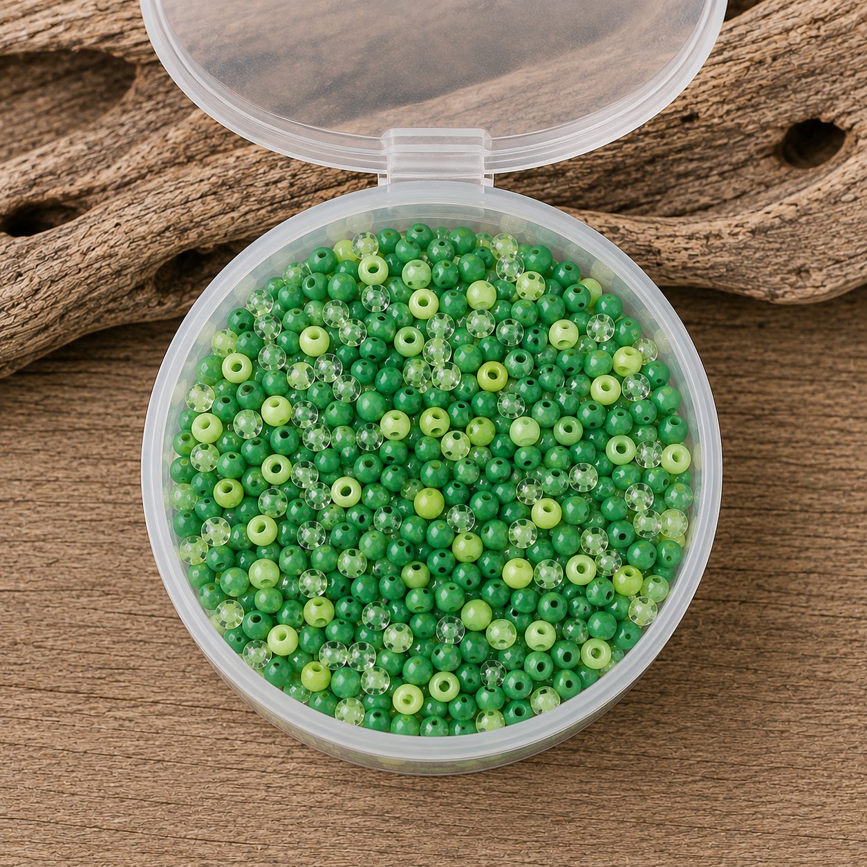 Grüne Rocailles Perlen in Vorratsdose - 3,5-5 x 2,5-4,5 mm (ca. 120 Gramm) - perfekt für kreative Bastelprojekte