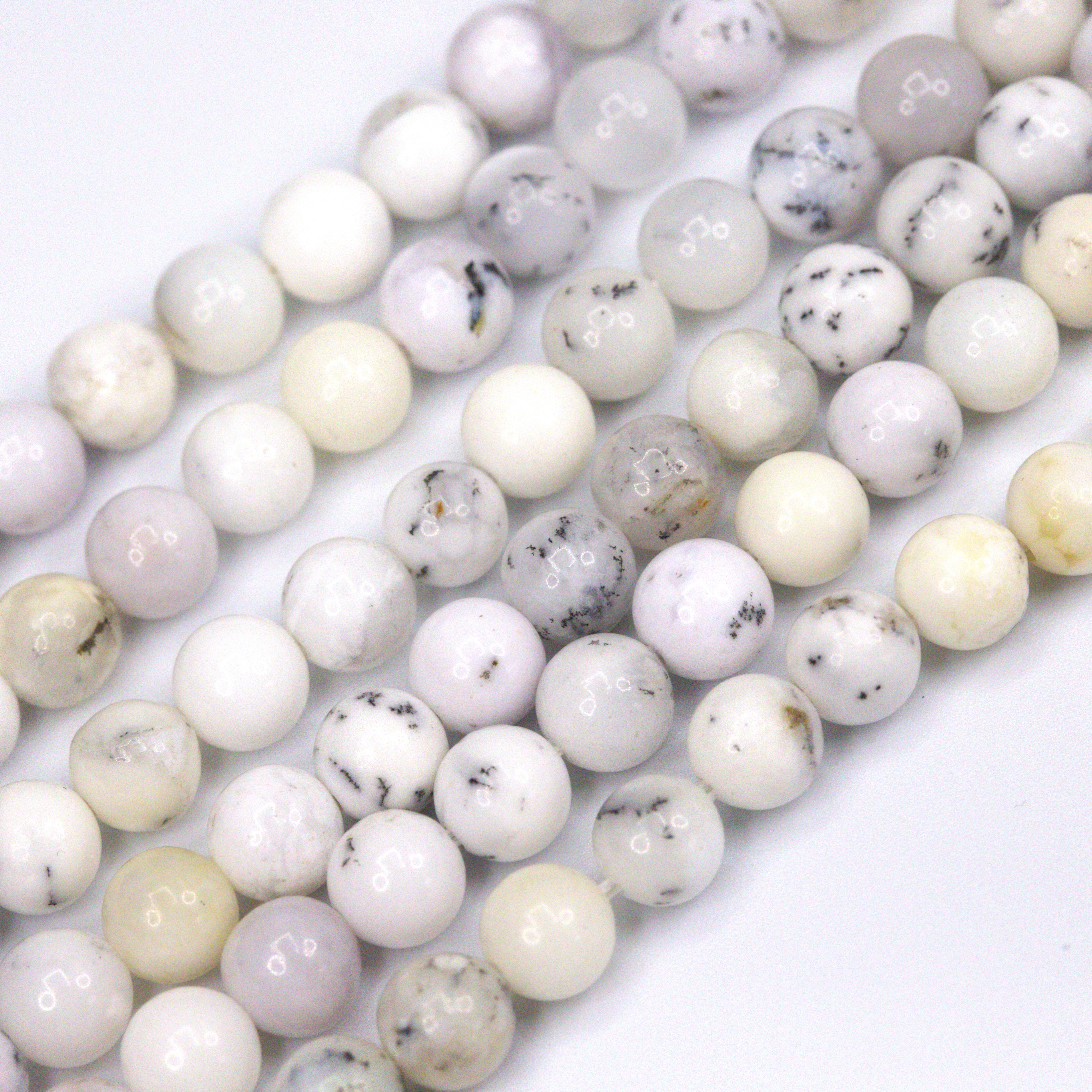 Natürlicher heller afrikanischer Opal Perlenstrang 6,5 - 7 mm rund glatt glänzend (ca. 61 Perlen / c