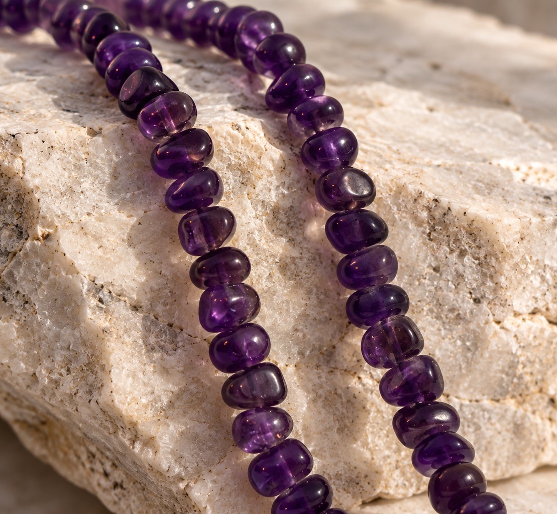Amethyst Nugget Perlenstrang ca. 5,5 - 5,7 x 3 mm (ca. 33 cm Länge)