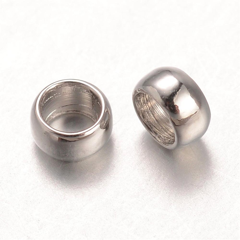 100 Messing Quetschperlen 3 x 2 mm platinfarben