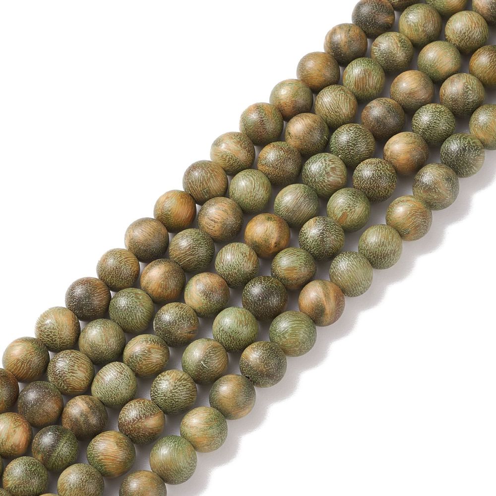 Naturholzperlen 8,5 mm glatt umbra grün (ca. 49 Perlen / ca. 40 cm Länge)