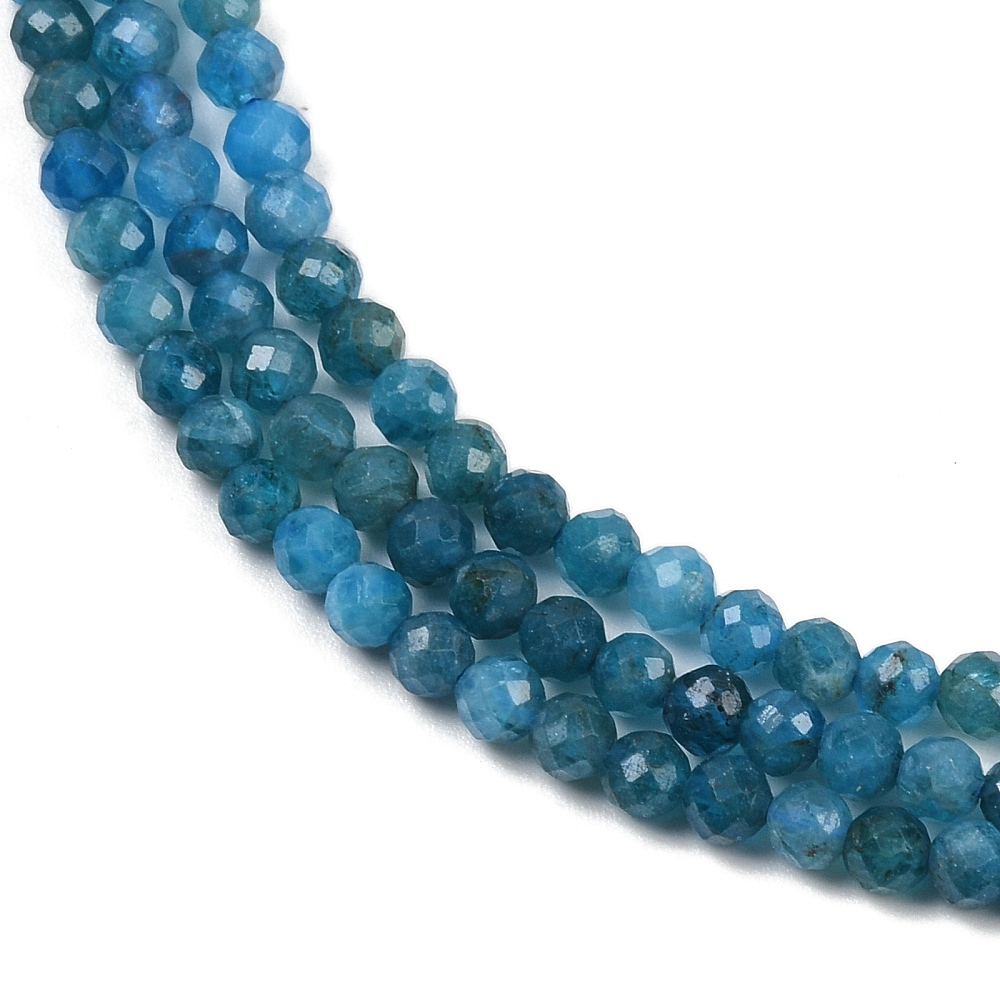 Natürlicher Apatit Perlenstrang facettiert 3,2 - 3,5 mm (ca. 113 Perlen / ca. 39 cm Länge)