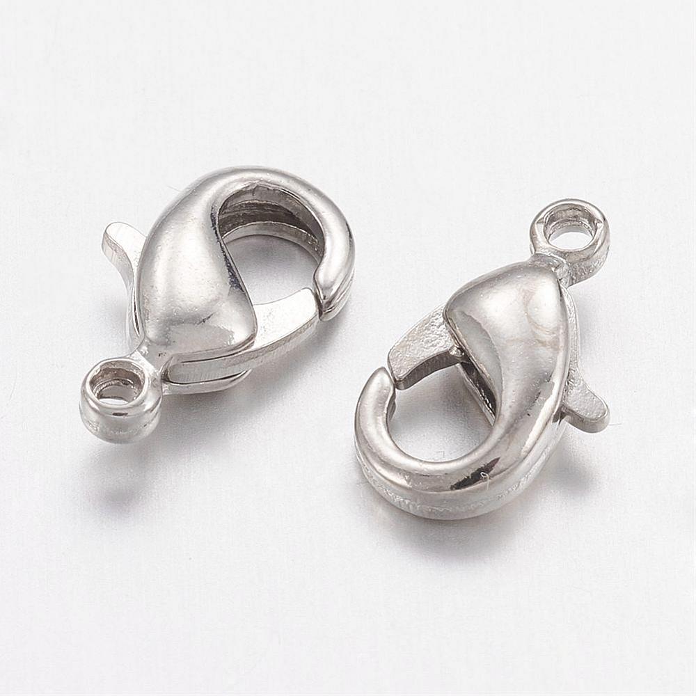 2 Metall Karabinerverschlüsse platinfarben nickelfrei 10 x 5 x 3 mm