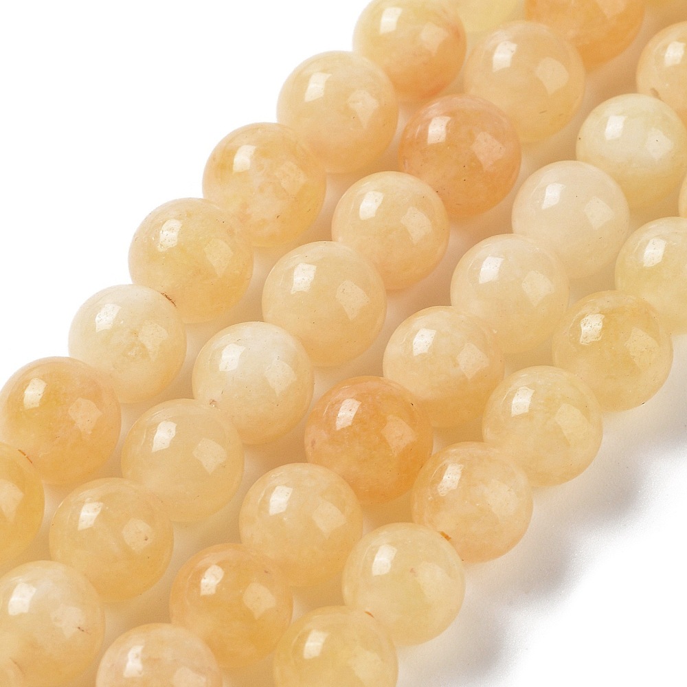 Kurzer Jade Perlenstrang 8 - 8,4 mm gelb gefärbt (ca. 23 Perlen / 18,5 cm Länge)