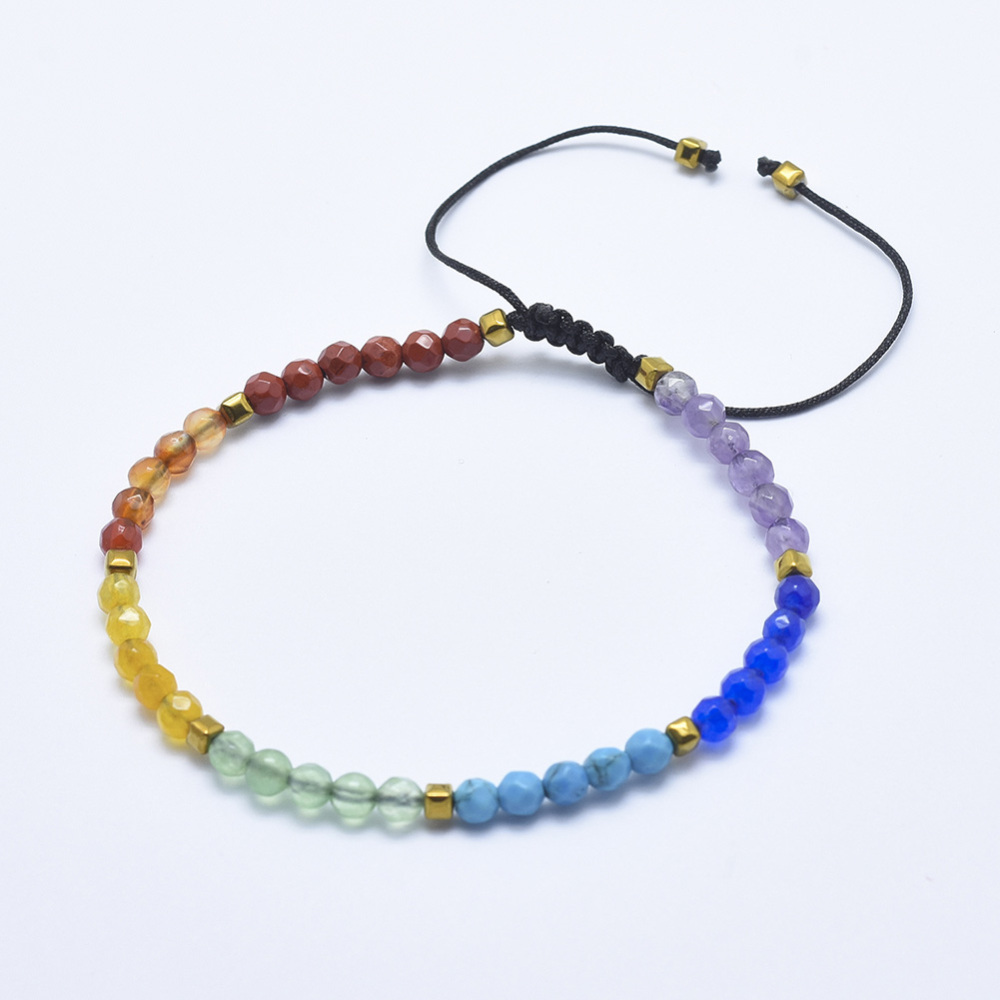 Glasperlenarmband mit Metallperlen und Flechtverschluß