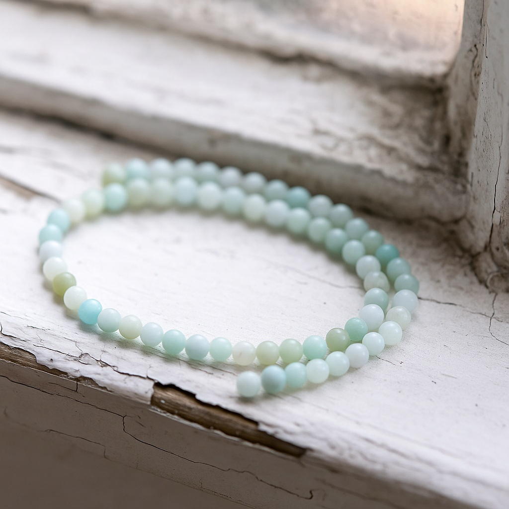 Natürlicher Amazonit Perlenstrang 4,5 - 5 mm glatt Klasse A (ca. 83 Perlen / ca. 38 cm Länge)