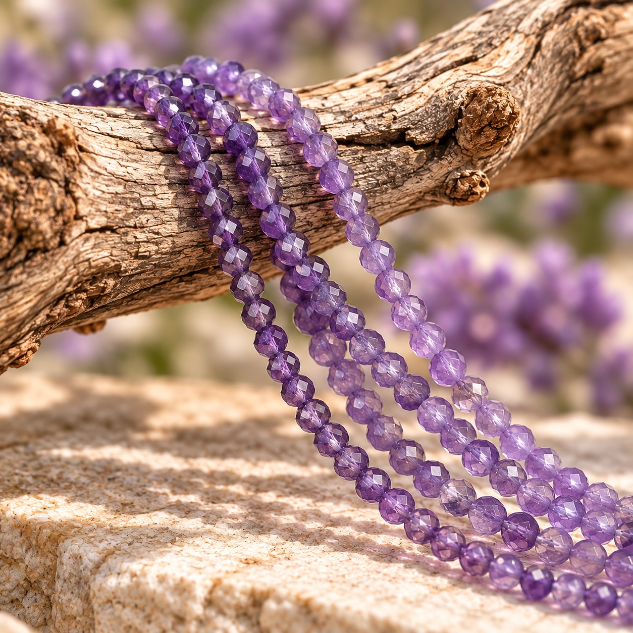 Amethyst Perlenstrang 3 - 3,5 mm facettierte Perlen (ca. 110 Perlen / ca. 39 cm Länge)