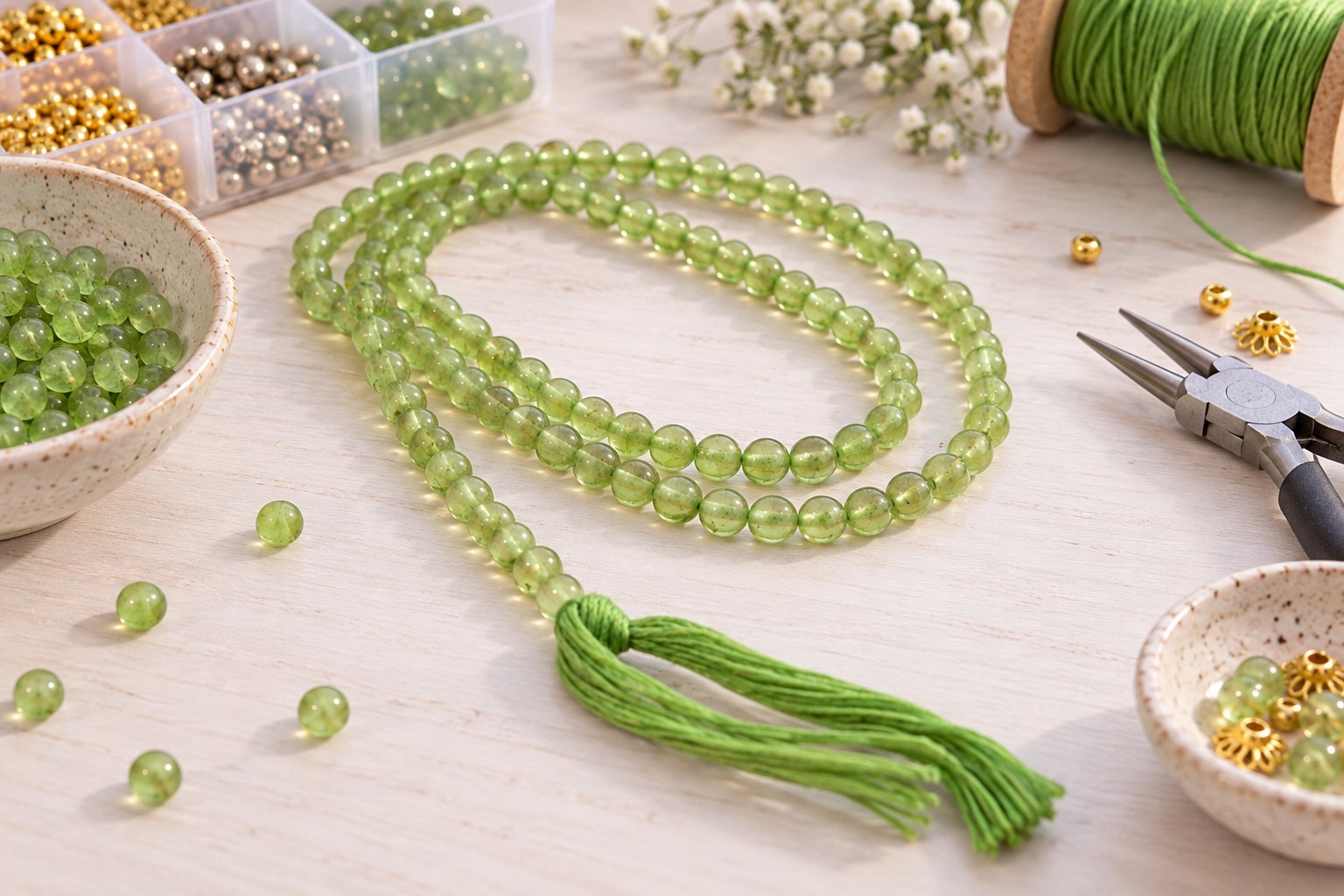 Peridot Perlenstrang unregelmäßige Perlen 3,2 - 3,5 mm (ca. 36 cm Länge)