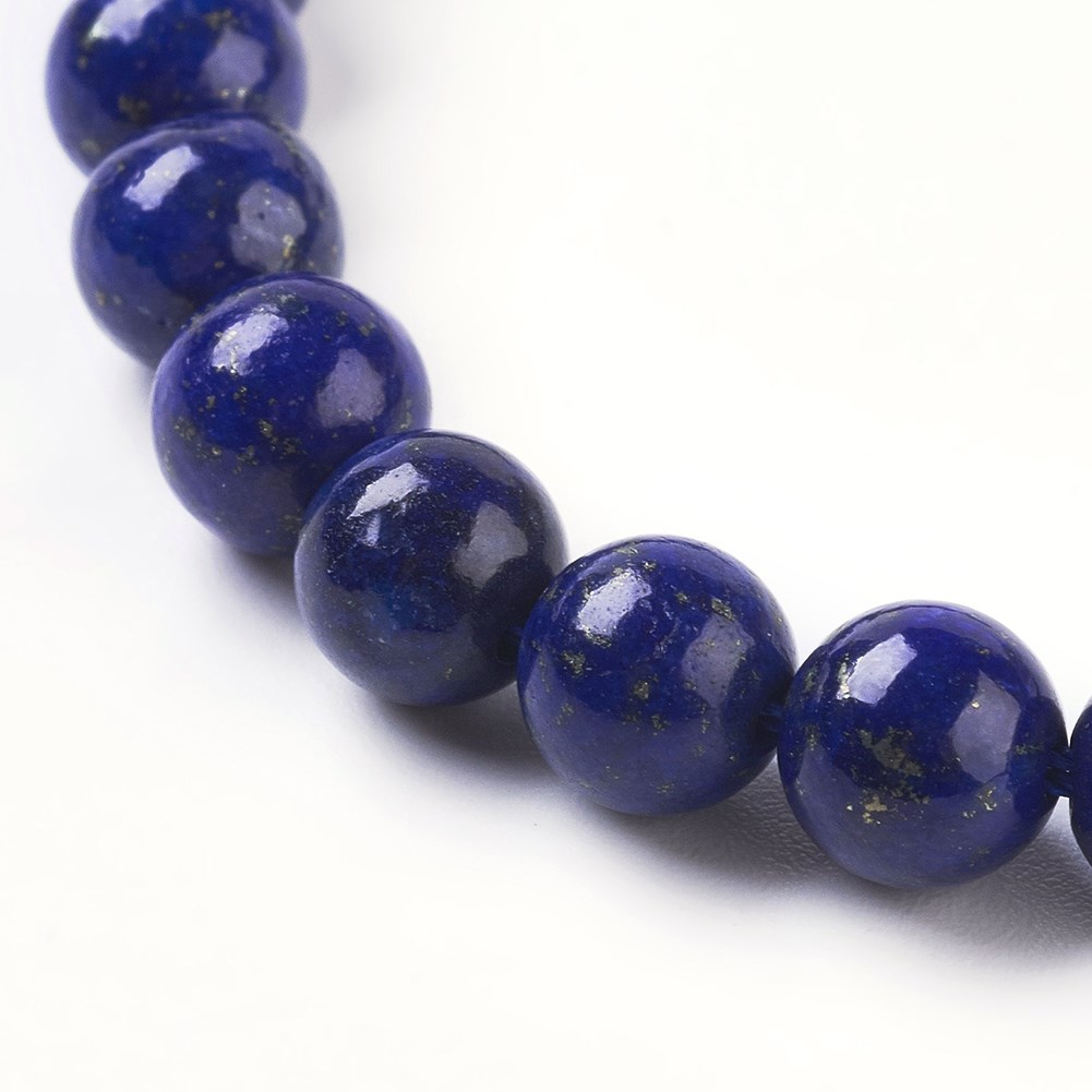 Kurzer Lapislazuli Perlenstrang gefärbt 8 mm rund glatt glänzend (ca. 24 Perlen / ca. 18