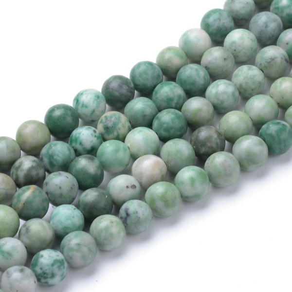 Natürlicher Qinghai Jade Perlenstrang 6 - 6,5 mm rund glatt (ca. 59 Perlen / ca. 38,5 cm Länge)