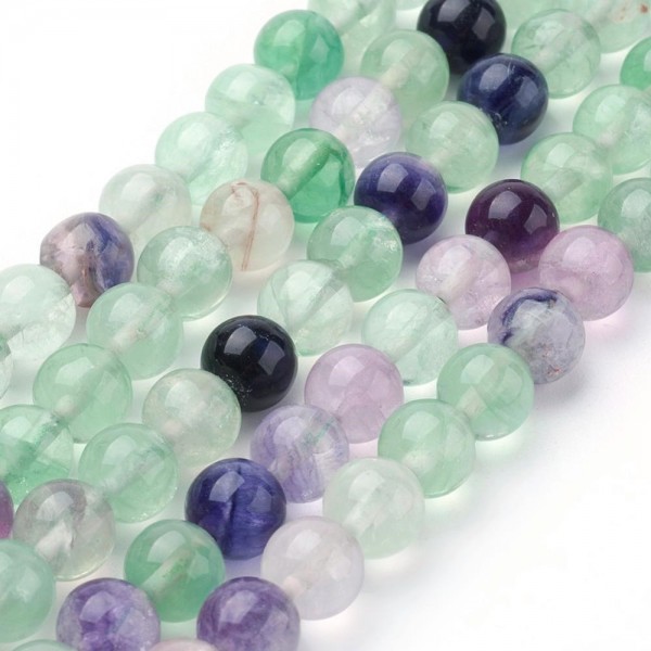 Natürlicher Fluorit Perlenstrang 5 - 5,2 mm rund glatt glänzend (ca. 62 Perlen / ca. 39,5 cm Länge)