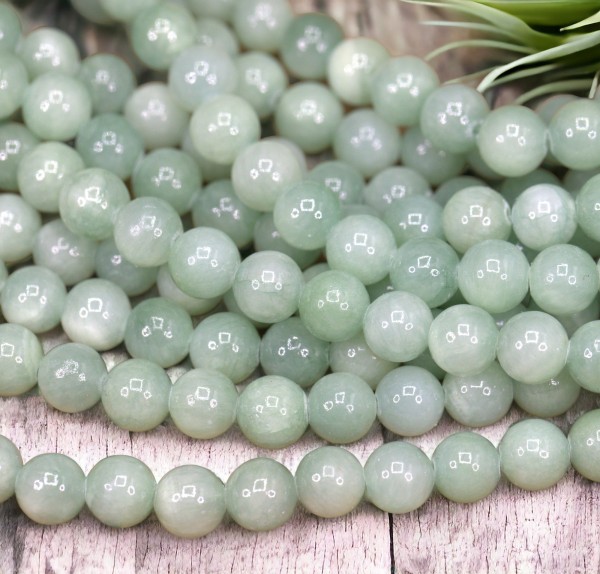 Persischer Jade Perlenstrang 8 mm rund glatt glänzend (ca. 50 Perlen / ca. 40 cm Länge)