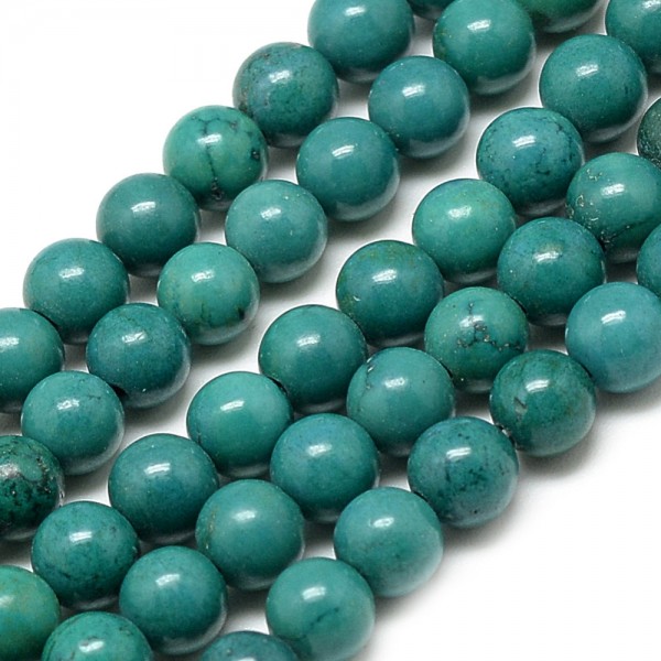 Synthetischer türkisfarbener Perlenstrang 5 - 5,5 mm (79 Perlen/ ca. 39,5 cm lang)